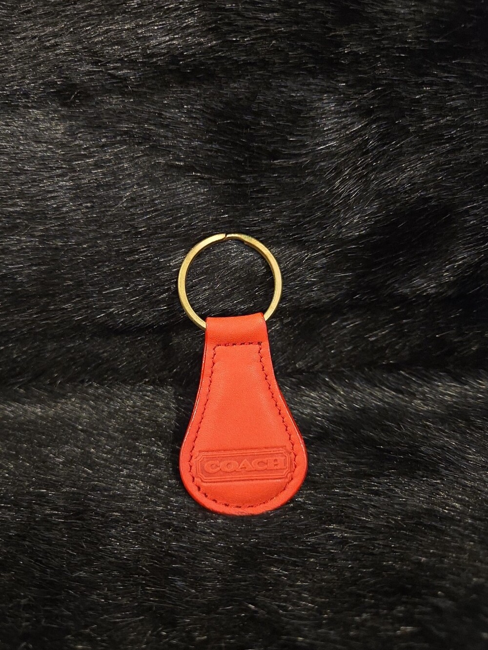 Coach Vintage Coral Classic Key Fob Tear Drop Leather Brass 7210